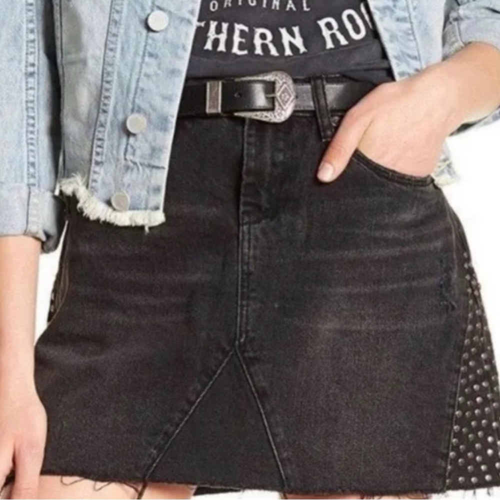 Blank NYC Black Studded Mini Skirt